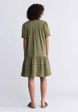 Buffalo David BittonZinnia Women's Ruffled Dress in Olive Green - WD0033P Color OLIVE BRANCH