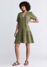 Buffalo David BittonZinnia Women's Ruffled Dress in Olive Green - WD0033P Color OLIVE BRANCH