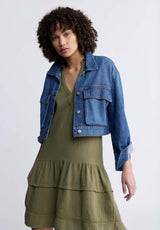 Buffalo David BittonZinnia Women's Ruffled Dress in Olive Green - WD0033P Color OLIVE BRANCH