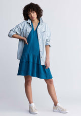 Buffalo David BittonZinnia Women's Ruffled Dress in Teal Blue - WD0033P Color TEALY BLUE