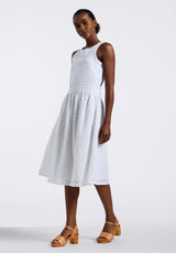 Buffalo David Bitton Drea Women's Sleeveless Tank Dress with Eyelet Embroidered Skirt color WHITE