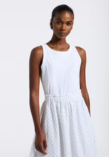 Buffalo David Bitton Drea Women's Sleeveless Tank Dress with Eyelet Embroidered Skirt color WHITE