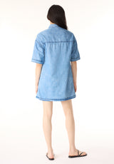 Freida Women's Mid-Sleeve Button-Up Shirt Dress, Classic Vintage Blue - WD0069P