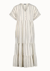 Aurinda Women's Tiered Striped Midi Dress, Parchment - WD0094P