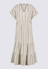 Buffalo David Bitton Aurinda Women's Tiered Striped Midi Dress color