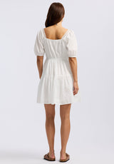 Buffalo David Bitton Lara Jean Women's Eyelet Trim Mini Dress color BRIGHT WHITE