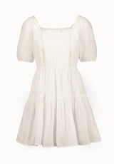 Lara Jean Women's Eyelet Trim Mini Dress, Bright White - WD0100P