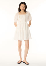 Lara Jean Women's Eyelet Trim Mini Dress, Bright White - WD0100P