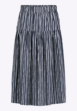 Buffalo David Bitton Lupita Women's Striped Tiered Midi Skirt color MOOD INDIGO