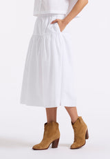 Buffalo David Bitton Lupita Women's Tiered Midi Skirt color WHITE