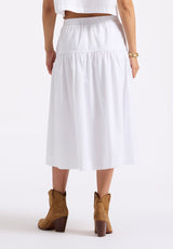 Buffalo David Bitton Lupita Women's Tiered Midi Skirt color WHITE