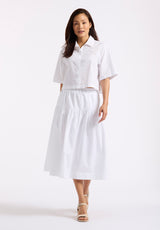 Buffalo David Bitton Lupita Women's Tiered Midi Skirt color WHITE