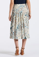 Buffalo David Bitton Lupita Women's Floral Print Tiered Midi Skirt color PAISLEY