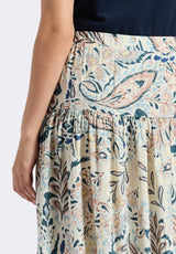 Buffalo David Bitton Lupita Women's Floral Print Tiered Midi Skirt color PAISLEY