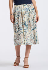 Buffalo David Bitton Lupita Women's Floral Print Tiered Midi Skirt color PAISLEY