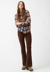 Buffalo David Bitton Percy Navy Orange Plaid Women's Button Down Shirt - WT0072F