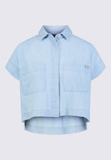 Fenella Women's Short Sleeve Crop Shirt, Blue - WT0088S