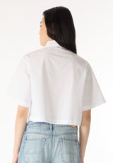 Sorcha Women's Short Sleeve Lace Detail Button-Up Blouse, White - WT0158P