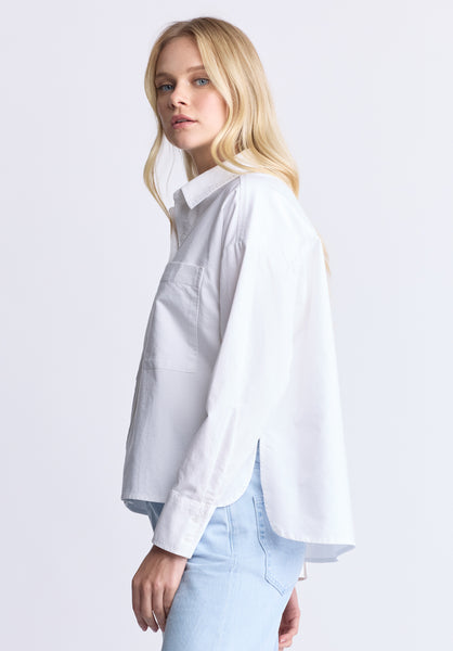 Twyla Women's Boxy Button-Up Shirt, White - WT0170H