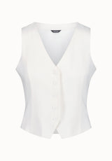 Coraline Women's Linen Button-Up Vest, Blanc - WT0173P