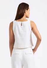 Buffalo David Bitton Benedita Women's Sleeveless Linen Top color BLANC