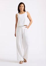 Buffalo David Bitton Benedita Women's Sleeveless Linen Top color BLANC