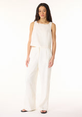Benedita Women's Sleeveless Linen Top, Blanc - WT0186P