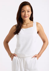 Buffalo David Bitton Benedita Women's Sleeveless Linen Top color BLANC