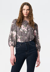 Emilijah Women's Romantic Puff Sleeve Floral Blouse color FLORAL BOUQUET