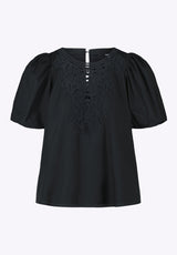 Buffalo David Bitton Leonella Women's Puff Sleeve Embroidered Blouse color