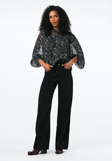 Clara Anne Women's Sheer Floral Button-Front Blouse color VINTAGE FLORAL