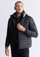 Doudoune matelassée avec capuche contrastante Vince pour hommes, noir - OBMFE003
