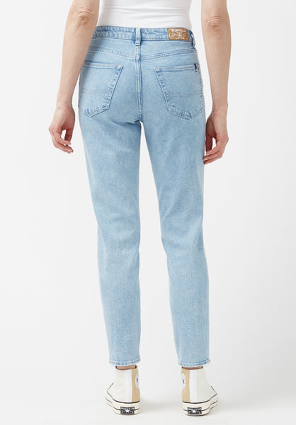 Margot Women's Mom Jeans in Creased and Veined Light Blue - BL15847
