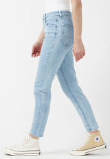 Margot Women's Mom Jeans in Creased and Veined Light Blue - BL15847