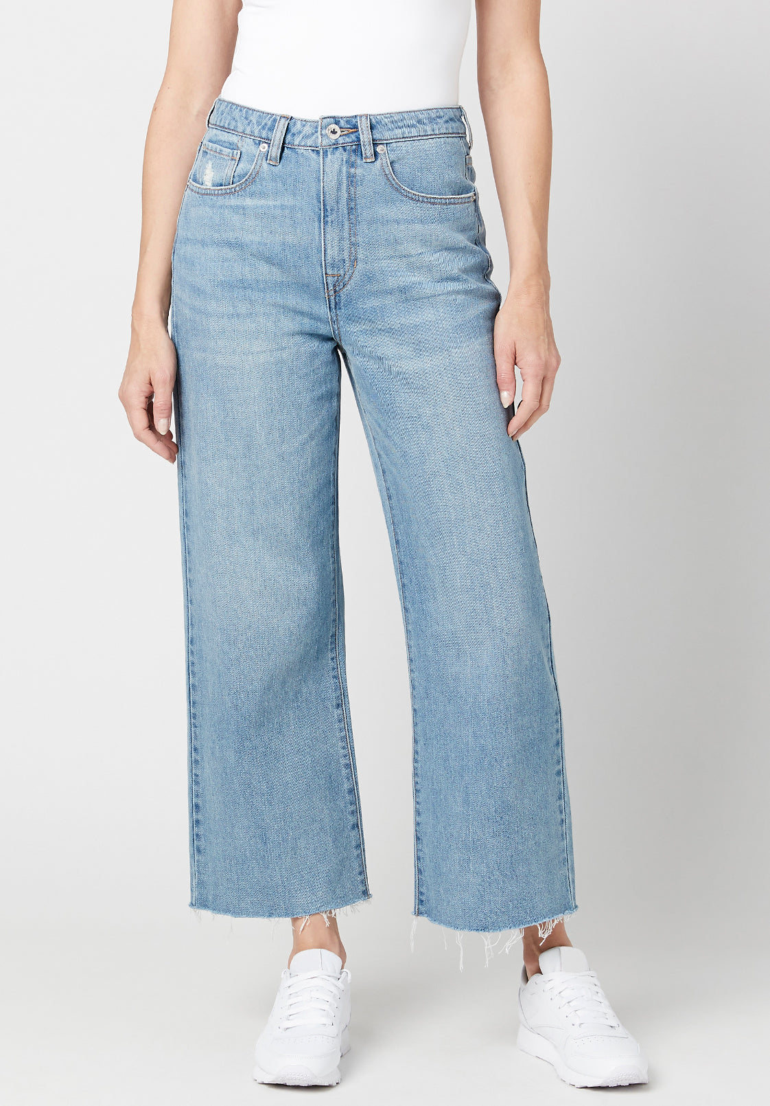 Wide Leg Addisson Women's Cropped Jeans in Antique Whiskered Light