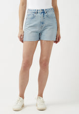 Buffalo David Bitton Super High Rise Joanna Bleached Down Shorts - BL15909 Color INDIGO