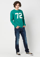 Buffalo David Bitton Fakirk Varsity Sweatshirt - BM23703 Color ULTRA GREEN