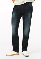 Six Men's Straight Freedom Flex Jeans, Dark and Sanded - BM22999