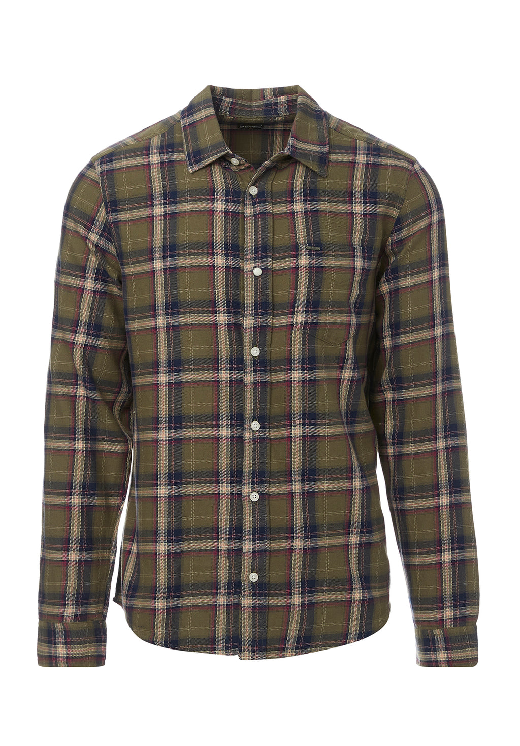 Sago Men s Long Sleeve Shirt in Olive Green Plaid Buffalo Jeans CA
