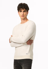 Wiles chandail texturé à col rond pour homme, Lait - BM24908