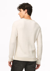 Wiles chandail texturé à col rond pour homme, Lait - BM24908