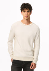 Wiles chandail texturé à col rond pour homme, Lait - BM24908