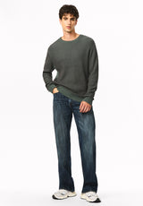 Wiles chandail texturé à col rond pour homme, Vert foncé - BM24908