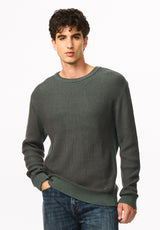 Wiles chandail texturé à col rond pour homme, Vert foncé - BM24908