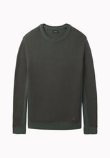 Wiles chandail texturé à col rond pour homme, Vert foncé - BM24908