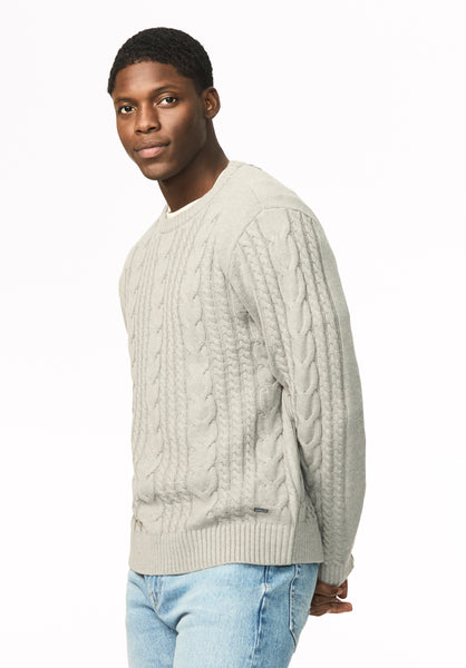 Wicap Men's Cable Knit Crew Neck Sweater, Ardent - BM24913