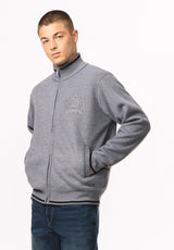 Wucio chandail en molleton zippé pour homme, Gris chiné - BM24916
