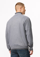 Wucio chandail en molleton zippé pour homme, Gris chiné - BM24916