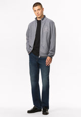 Wucio chandail en molleton zippé pour homme, Gris chiné - BM24916