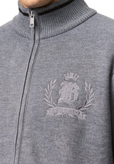 Wucio chandail en molleton zippé pour homme, Gris chiné - BM24916